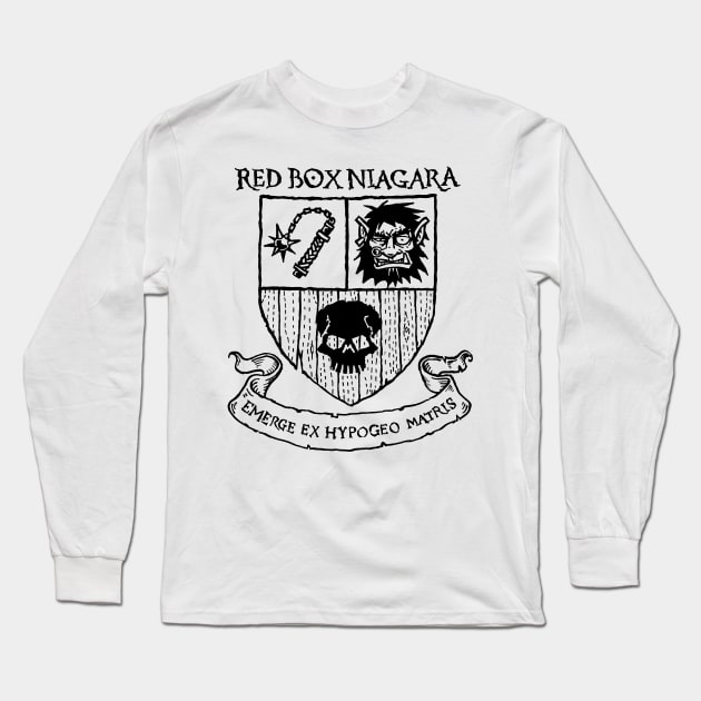 Red Box Niagara (Black) Long Sleeve T-Shirt by Owlbear Fur Company